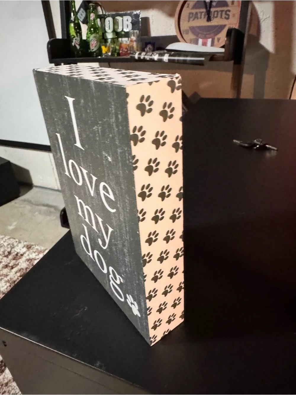 Rustic “I Love My Dog Wooden Sign” - Gray